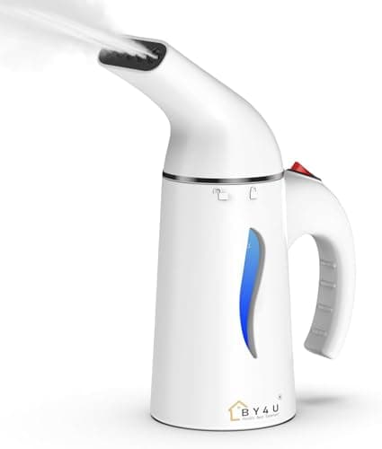 BY4U Powerful Portable Steamer for Clothes Steamer, Garment Steamer for Wrinkle Removal, Handheld Steamer Clothing for Home, Office Travel (milky...