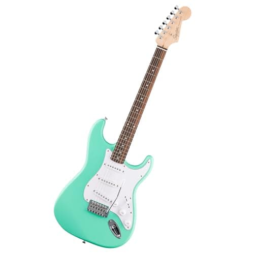 Guitare électrique Fender Squier Debut Series Stratocaster, guitare pour débutant, garantie 2 ans, comprend des leçons gratuites, vert écume de mer avec satin...