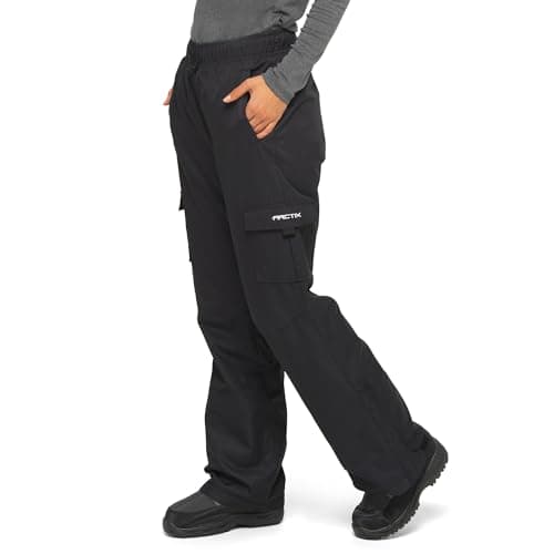 Arctix Women's Lumi Pull Over Fleece Lined Cargo Snow Pants, Black, Small (4-6) Regular