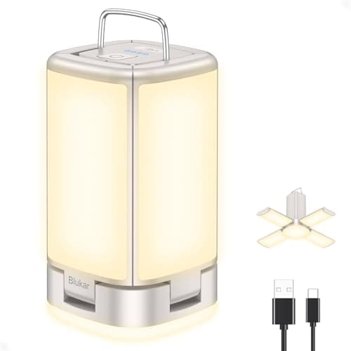 Lanterne de camping Blukar 116 LED rechargeable, lampe de camping super lumineuse 2000 L, 7 modes d'éclairage, longue durée de vie de la batterie 4800 mAh, extérieur réglable à 90 °...