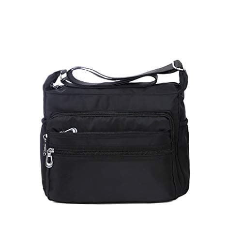 NOTAG Crossbody Bag for Women Waterproof Shoulder Bag Messenger Handbags Casual Nylon Purse Handbag (Large, Black)