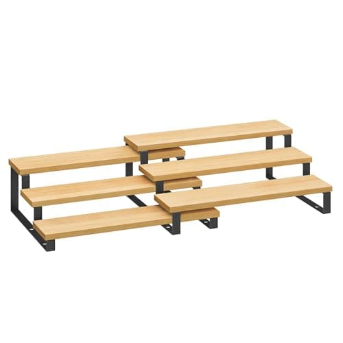 SONGMICS Display Risers, Set of 2 Engineered Wood Perfume Organizer Stand, 3-Tier Cupcake Stand Holder, Spice Rack, Shelf Risers for Figures,...