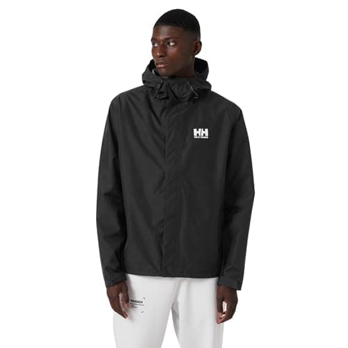 Helly Hansen Men's Seven J Waterproof Windproof Breathable Rain Coat Jacket, 992 Black, X-Large