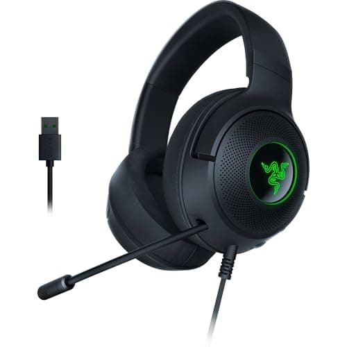 Casque de jeu USB filaire Razer Kraken V3 X : construction légère de 285 g - Pilotes Triforce 40 mm - Micro cardioïde HyperClear - Son surround 7.1 - Chroma...