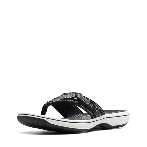 Clarks womens BREEZE SEA Flip Flops, Black, 8 US