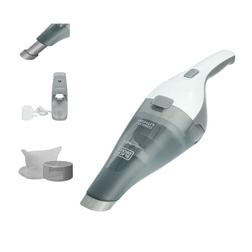 Aspirateur à main sans fil Dustbuster QuickClean de BLACK+DECKER, blanc (HNVC215B10), bol à saleté et filtre