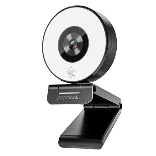 Webcam papalook 2K avec anneau lumineux et cache de confidentialité, caméra Web de streaming Full HD PA552 avec deux microphones, webcam USB Plug and Play pour PC...