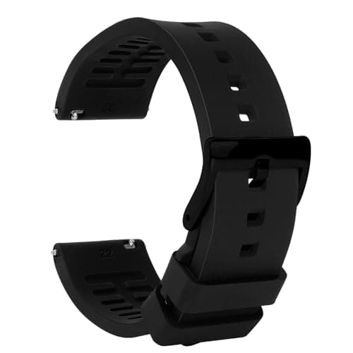 Bracelet de montre en silicone TStrap - Bracelet de montre noir à dégagement rapide pour hommes femmes - Bracelet de montre intelligente étanche avec fermoir - Bracelet Montre Homme...