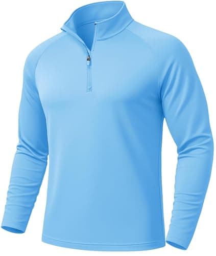 MAGCOMSEN Mens SPF Shirts Long Sleeve UPF 50+ Protection Cooling Tee Shirt Rashguard Summer Running Outdoor Blue L