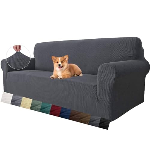 MAXIJIN Housse de canapé super extensible pour canapé à 3 coussins, 1 pièce housses de canapé universelles salon jacquard spandex fourrure...