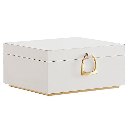 SONGMICS 2-Layer Jewelry Box, Jewelry Organizer with Handle, Removable Jewelry Tray, White UJBC165W01