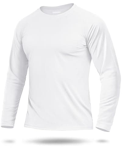 Boladeci Rash Guard T-shirt à manches longues pour homme Blanc Chemises d'été pour homme SPF 50+ Protection solaire UV Vêtements à manches longues Pêche Natation Golf Tees Chemises