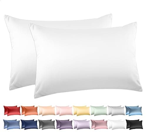 Deep Dream 100% Cotton Pillow Cases Queen Size Set of 2, 600 Thread Count Cotton Queen Pillowcases, White Pillow Cases Set of 2 with Envelop...