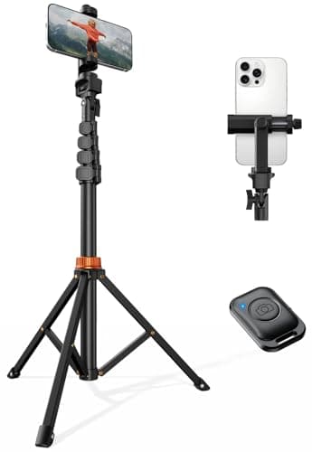 Trépied Vimose 66" pour iPhone - Trépied de téléphone avec télécommande et support de téléphone ultime, support de trépied de téléphone portable extensible pour enregistrement vidéo, selfie...