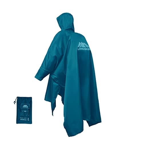 Poncho de pluie imperméable léger et réutilisable avec capuche et bras réglables pour la randonnée, le camping, imperméable multifonctionnel pour hommes femmes adultes, grand...
