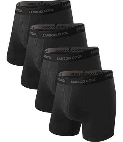 BAMBOO COOL Men’s Underwear Boxer Briefs Soft Comfortable Bamboo Viscose Underwear Trunks (4 Pack)