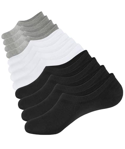 CLOSEMATE No Show Socks for Men & Women 6 Pairs Low Cut Non Slip Cotton Invisible Casual Comfort Thin Socks(2Black 2White 2Grey, Size L)