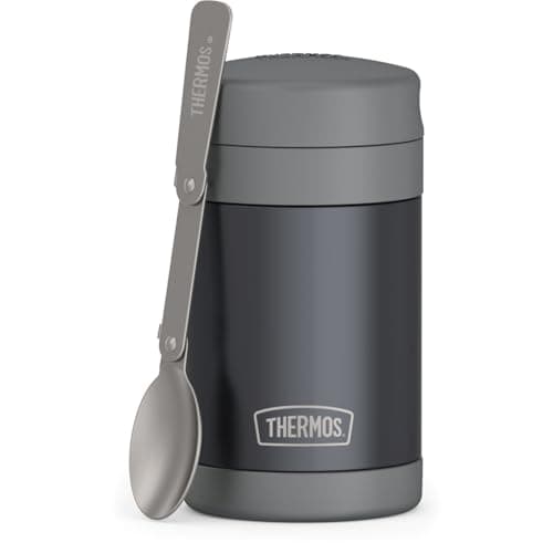 THERMOS FUNTAINER 16 Ounce Stainless Steel Vacuum Insulated Food Jar with Spoon, Charcoal