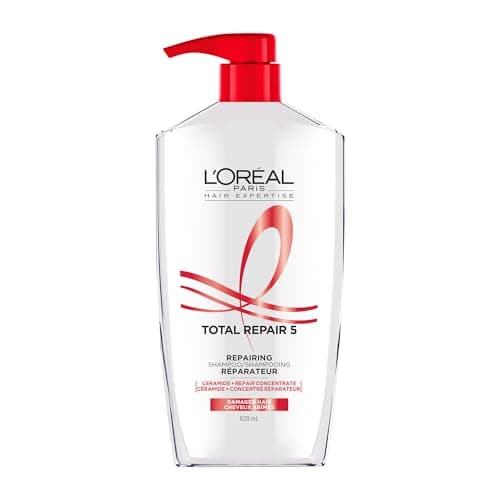 L'Oréal Paris Hair Expertise Total Repair 5 Shampooing pour cheveux secs et abîmés, avec technologie Keratin XS pour réparer les pointes fourchues et restaurer la force...