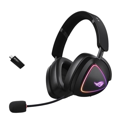 ASUS ROG Delta II Wireless Gaming Headset with Detachable Mic – Tri-Mode (BT, 2.4GHz, 3.5mm), 50mm Titanium-Plated Drivers, 110Hr Battery,...