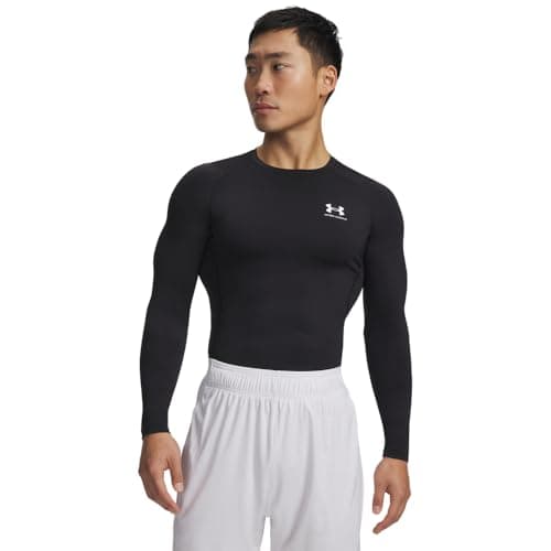 Under Armour Men's Armour HeatGear Compression Long-Sleeve T-Shirt , Black (001)/White , Medium