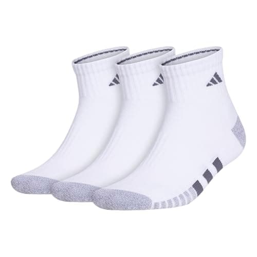 adidas Lot de 3 paires de chaussettes rembourrées pour homme, blanc/gris/noir, taille L