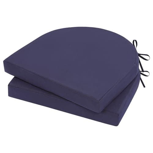 Topotdor Outdoor Chair Cushions Set of 2, 17"x16"x2" Waterproof Patio Chair Cushions for Outdoor Furniture, Round Corner Outdoor Seat Cushions...