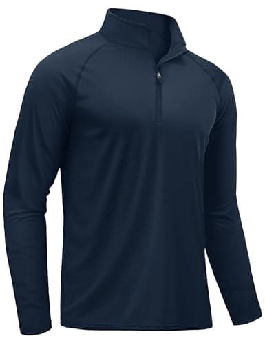 TACVASEN UV Long Sleeve Shirts Mens Rash Guard Swim Sun Protection Hiking Athletic Summer SPF Tops UPF 50+ Casual Pullover Running 1/4 Zip Shirt Navy