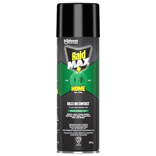 Raid Max Spray anti-insectes pour poissons d'argent et mille-pattes, tue les insectes répertoriés au contact, pour une utilisation intérieure et extérieure, 500 g
