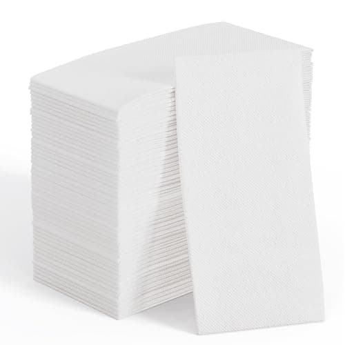 JOLLY CHEF Lot de 200 serviettes en papier jetables, serviettes de salle de bain douces pour invités, essuie-mains en papier blanc 2 épaisseurs pour dîner, cuisine, mariage