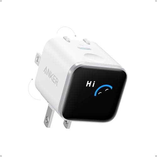 Chargeur Anker Nano USB C, bloc de chargeur USB C 45 W avec écran intelligent, prise pliable à 180 °, reconnaissance intelligente, mode d'entretien intégré, pour iPhone 17/16/15...