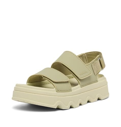 Sorel Women's Kinetic Sunchase Ankle Strap Flat Sandal, Dusty Twill/Light Aloe, 8