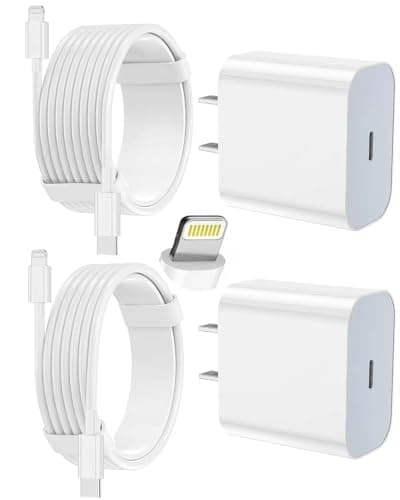 Chargeur iPhone Chargeur Apple, [Certifié Apple MFi] Bloc de chargeur mural Apple de type C avec 2 câbles USB C vers Lightning longs [6 pieds et 10 pieds] pour...