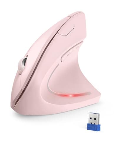 Souris ergonomique TECKNET Souris silencieuse 4800 DPI Souris sans fil réglable 5 DPI Souris verticale 2,4 G Souris d'ordinateur 6 boutons Compatible avec Windows...