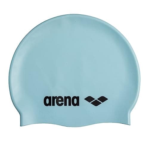 Arena Bonnet de Bain Classique en Silicone Souple Unisexe pour Femmes et Hommes, Bonnet de Bain Confortable antidérapant pour Cheveux Longs, entraînement Intensif et Course, Bleu Pastel