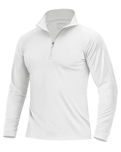 Boladeci Vêtements de protection UV pour hommes UPF 50 Chemise à manches longues pour hommes Quarter Zip Sun White Tee T-shirt d'été à manches longues Half 1/4 Zip Swim Rash Guard