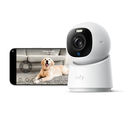 eufy Indoor Cam E30, dernière génération, caméra de sécurité 4K UHD, panoramique 360°, vision nocturne couleur, détection Al pour Hu...