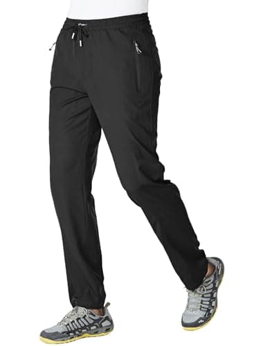 JHMORP Pantalon d'entraînement athlétique extensible pour hommes, pantalon de survêtement léger à séchage rapide, pantalon décontracté de piste de randonnée en plein air avec poches zippées (noir, CA M)