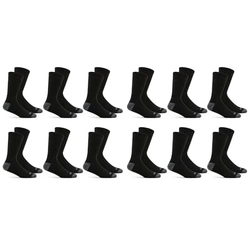 Chaussettes Fruit of the Loom Dual Defense Crew pour hommes (paquet de 12), noires, moyennes (6 - 12)