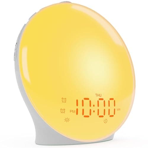 Réveil lumineux au lever du soleil pour enfants, dormeurs lourds, chambre à coucher, avec simulation du lever du soleil, aide au sommeil, double alarme, radio FM, répétition, veilleuse,...