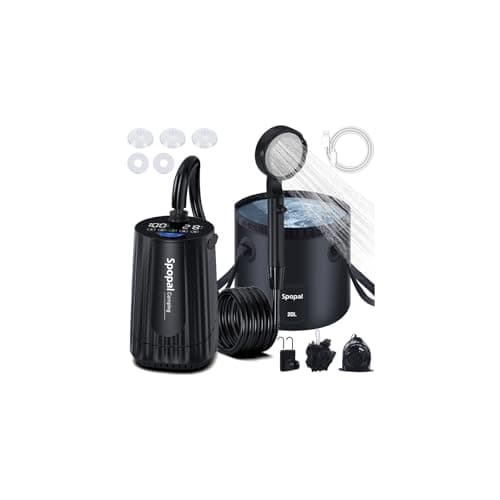 Spopal Portable Shower for Camping, [High Pressure] 10000mAh Rechargeable Camping Shower with 20L Bucket, 4 Spray Modes, LED Display, IPX8...