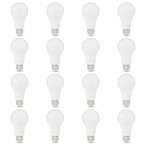Amazon Basics Équivalent à 100 W, lumière du jour, non variable, durée de vie de 10 000 heures, ampoule LED A19 | Paquet de 16