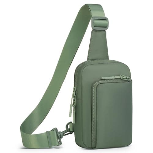 SUIKIHUM Mini sac à bandoulière pour homme et femme, sac banane à bandoulière pour téléphone de 6,3", sac de poitrine réversible en nylon pour voyage, course à pied, randonnée (vert)