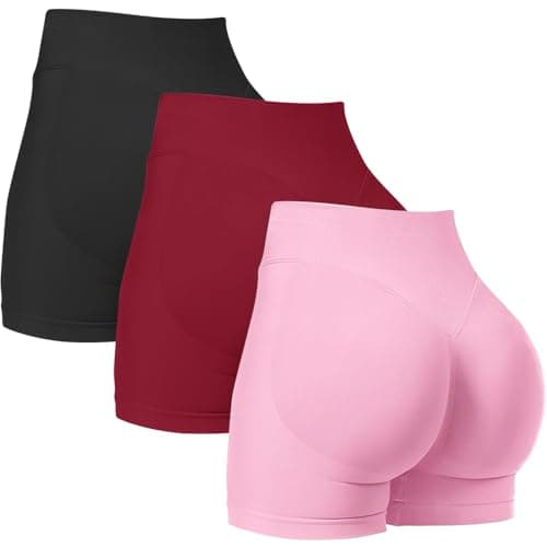 JN JANPRINT 3 Pack Womens Workout Gym Biker Running Shorts Hidden Scrunch Bum Butt Lifting High Waisted 4.5" Seamless Shorts