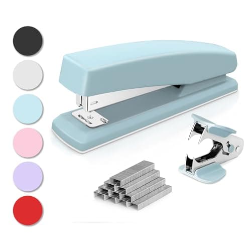 Deli Desktop Stapler - 25 Sheet Capacity, Includes 1000 Staples and Staple Remover, Blue