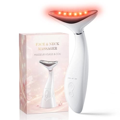 Outil de massage du cou et du visage 3 en 1, thérapie par la lumière rouge pour le visage, masseur facial portable pour les cadeaux de fête des mères, cadeau d'anniversaire pour couple,...