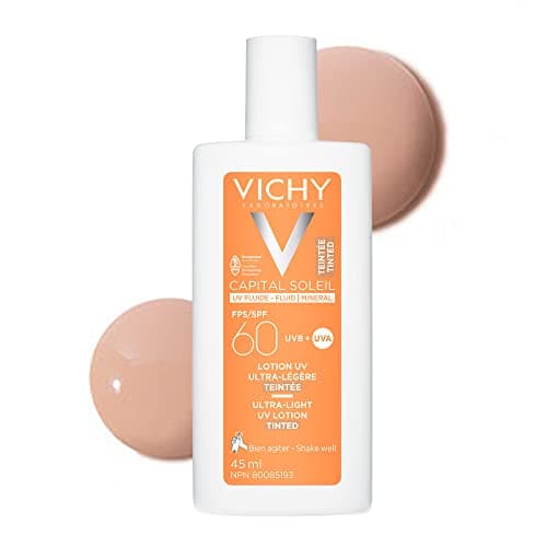 Vichy Capital Soleil Daily Ultra Fluid Mineral Tinted & Dry Touch SPF 60, Broad Spectrum UVA-UVB Sun Protection, Non Greasy, Non-Comedogenic, Water...
