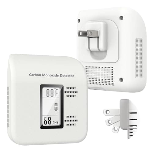 Carbon Monoxide Detectors,3-in-1 Carbon Monoxide Detectors Plug in with Temperature & Humidity Monitor CO Alarm for Home RV Travel Hotel (1Pack White)