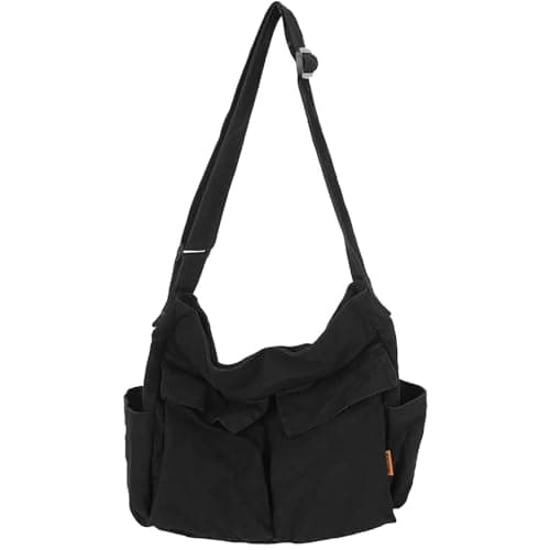 Sac messager en toile grand sac à bandoulière Hobo avec plusieurs poches sac fourre-tout décontracté à bandoulière pour femmes et hommes