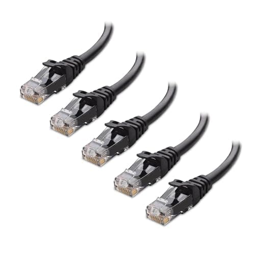Cable Matters Lot de 5 câbles Ethernet Cat6 sans accroc de 1,5 m (câble Cat6/câble Cat 6) en noir 1,5 m – Disponible de 0,3 à 3 m de longueur